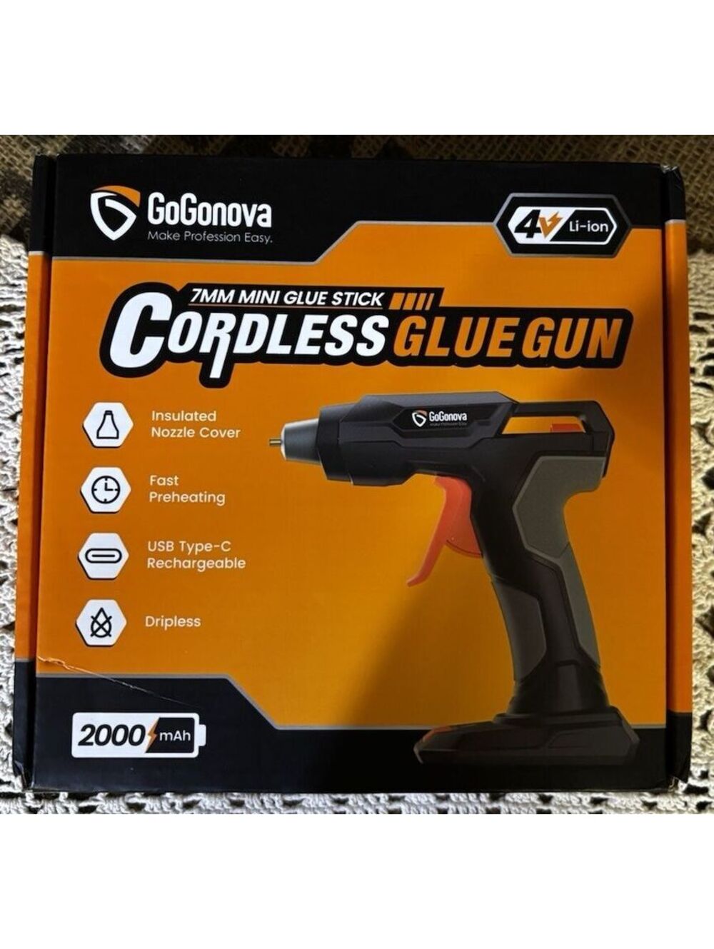GoGonova 7mm Mini Glue Stick Cordless Glue Gun 2000mAh - Pink - New!